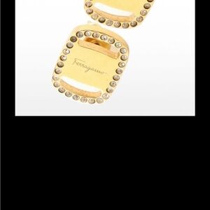 Salvatore Ferragamo Gold , Crystal embllished vara plate stud earrings